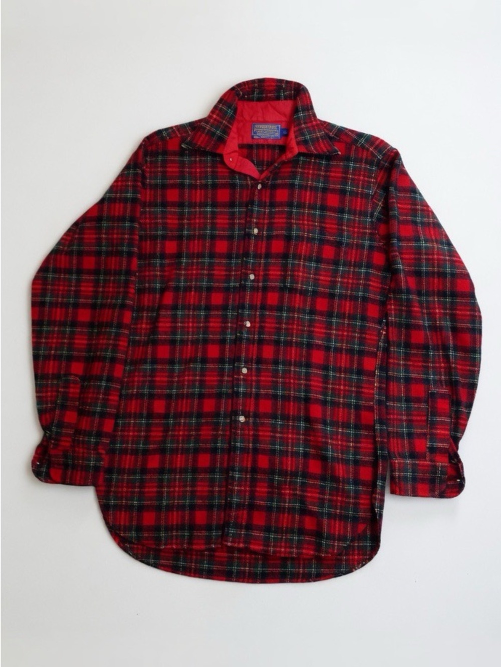 Pendleton Red and Green Stewart Tartan Button-Down Flannel Shirt - Picture 2 of 4